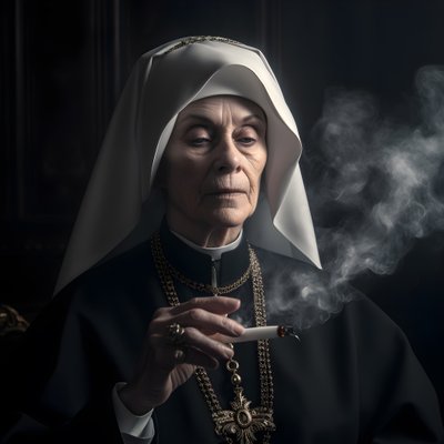 nonne avec collier de diamants fumant un cigare 3 - Kurt Heppke