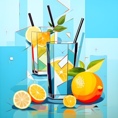 affiche de citrons, cocktails avec citrons, menthe 2 - Kurt Heppke