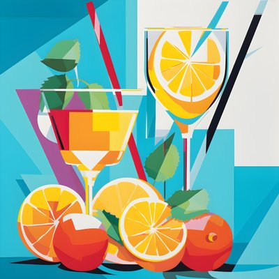 affiche de citrons, cocktails avec citrons, menthe 3 - Kurt Heppke