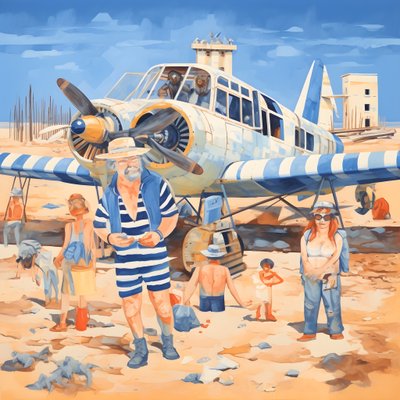 Vol en avion, pauvres animaux, dune de sable au loin 1 - Kurt Heppke