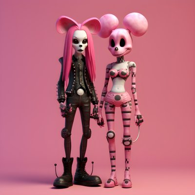 Cauchemar avant Noël punk rose Minnie et Mickey Mouse 2 - Kurt Heppke