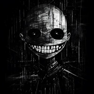 Le visage souriant est dessiné sur du papier noir 1 - Kurt Heppke