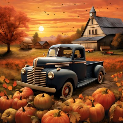 Un vieux pickup un soir d