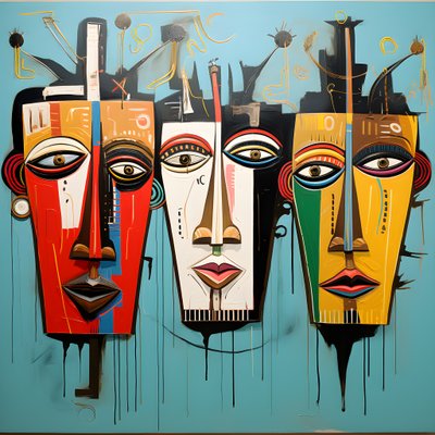 Groupe de quatre têtes sur un mur 4 - Kurt Heppke