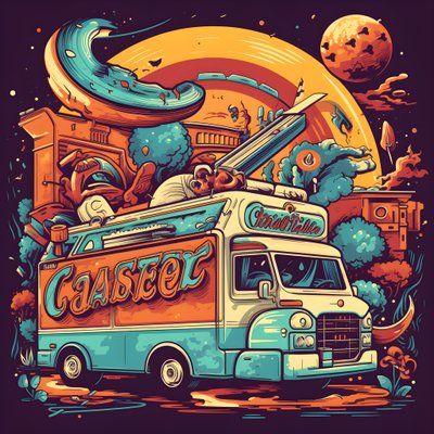 Une affiche artistique pour des camions de nourriture dans un skatepark en Californie du Nord 1 - Kurt Heppke