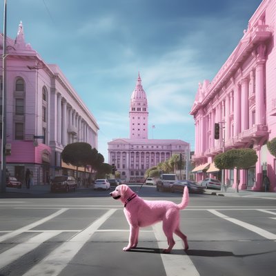 Un chien rose au milieu de la ville de San Francisco 3 - Kurt Heppke