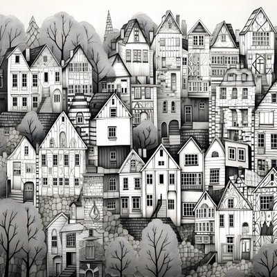 une image en noir et blanc des maisons 1 - Kurt Heppke
