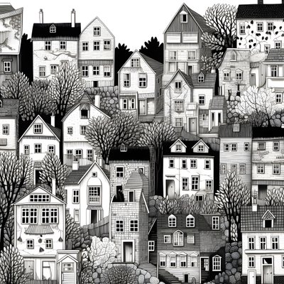 une image en noir et blanc des maisons 2 - Kurt Heppke