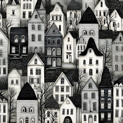 une image en noir et blanc des maisons 4 - Kurt Heppke