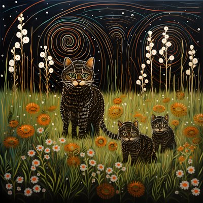 Chatte allaitant ses chatons dans l
