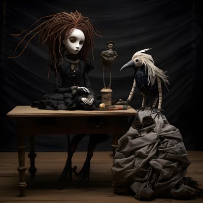 une grande poupée sur une table avec un squelette dessus 2 - Kurt Heppke