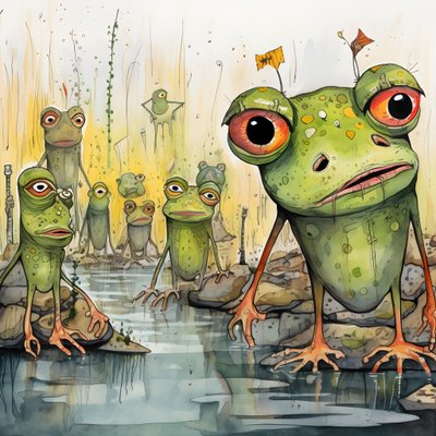 peinture aquarelle et encre de grenouilles pleine page 3 - Kurt Heppke