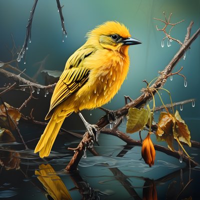 Oiseau jaune sur une branche dans l
