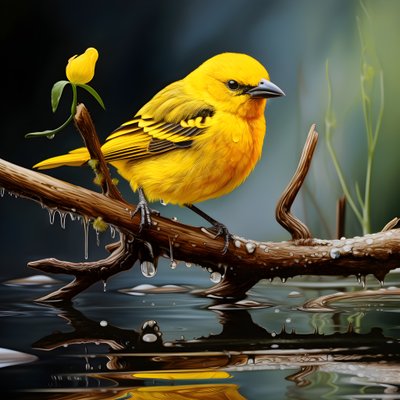 Oiseau jaune sur une branche dans l