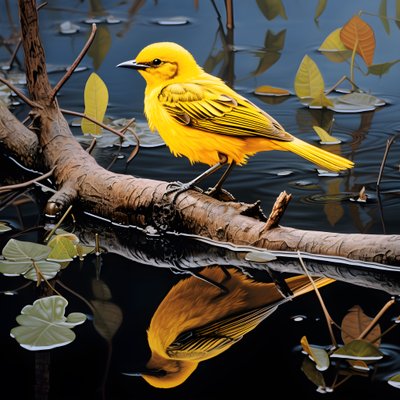 Oiseau jaune sur une branche dans l