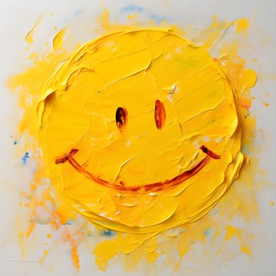 visage souriant jaune peint en impasto 1 - Kurt Heppke