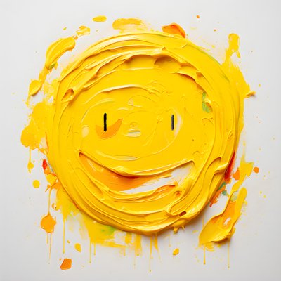 visage souriant jaune peint en impasto 2 - Kurt Heppke