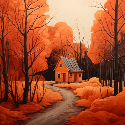 grande maison rouge sur fond bleu 2 - Kurt Heppke