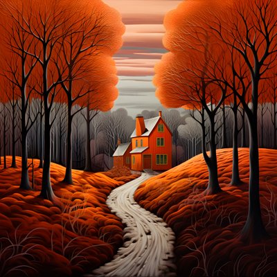 grande maison rouge sur fond bleu 4 - Kurt Heppke
