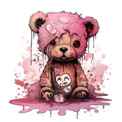 Teddy unisexe rose avec un tatouage brun sur le front - Kurt Heppke