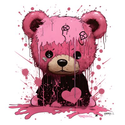 Teddy unisexe rose avec un tatouage brun sur le front - Kurt Heppke