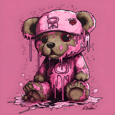 Teddy unisexe rose avec un tatouage brun sur le front - Kurt Heppke