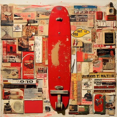 Collage rouge, skateboards 2 - Kurt Heppke