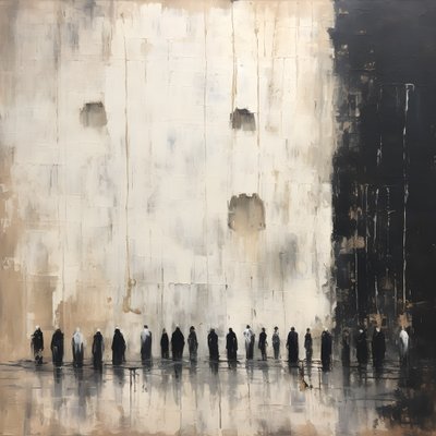 personnes habillées en noir et blanc priant face au mur 4 - Kurt Heppke
