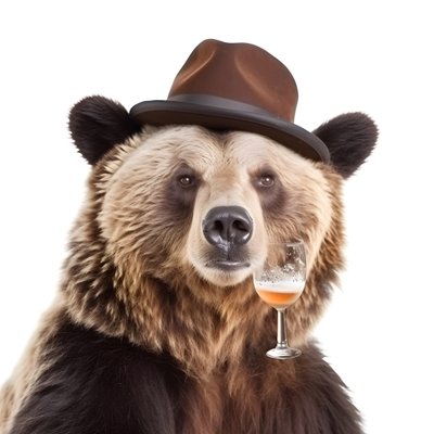 Un ours avec un chapeau haut de forme une chope de bière de face et de profil sur fond blanc 3 - Kurt Heppke