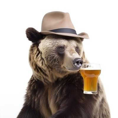 Un ours avec un chapeau haut de forme une chope de bière de face et de profil sur fond blanc 4 - Kurt Heppke