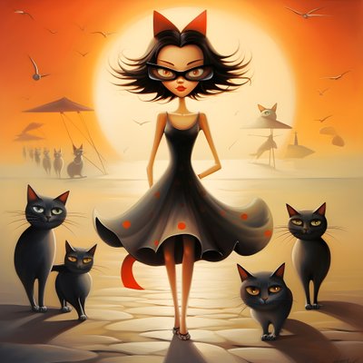 Femme chat folle en robe 3 - Kurt Heppke