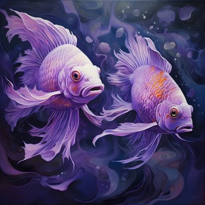 deux poissons en violet 2 - Kurt Heppke