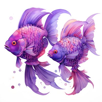 deux poissons en violet 3 - Kurt Heppke
