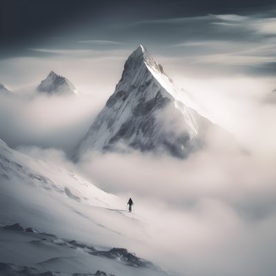 Deux personnes faisant du ski sur une montagne couverte de nuages 1 - Kurt Heppke