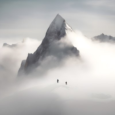 Deux personnes skiant sur une montagne couverte de nuages 3 - Kurt Heppke