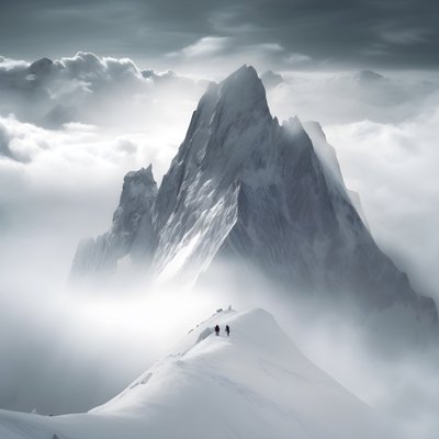 Deux personnes faisant du ski sur une montagne couverte de nuages 4 - Kurt Heppke