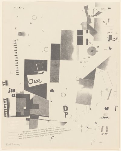 Sans titre, n° 6 de 6 du portfolio Merz 3. Kurt Schwitters 6 Lithos. Merz Mappe. Premier portfolio de l