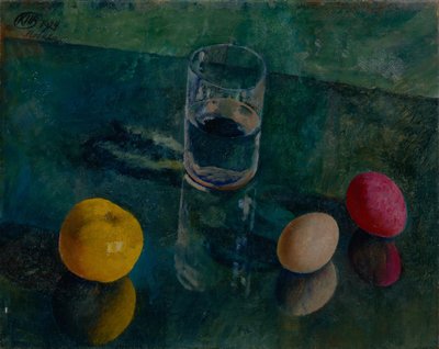 Nature morte sur fond vert - Kuzma Sergeevich Petrov Vodkin