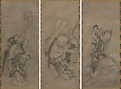 Hotei avec des Immortels Taoïstes - Kyūseki Tomonobu