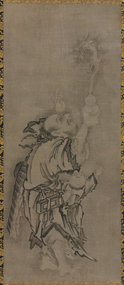 Hotei avec Immortels Taoïstes : Immortel avec Gourde et Dragon, vers 1575-1600 - Kyūseki Tomonobu