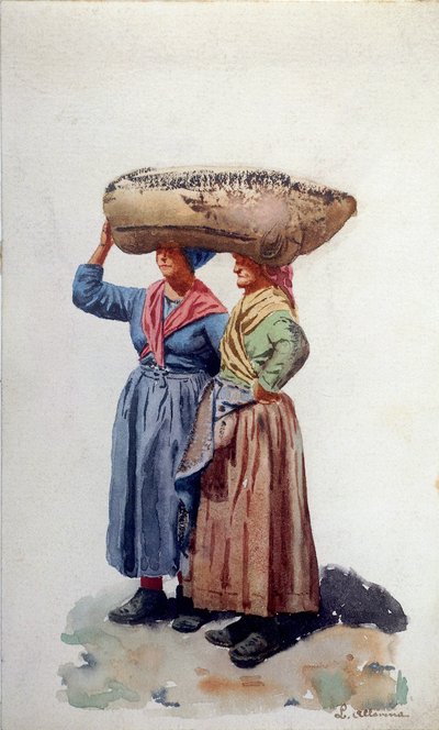 Deux femmes dockers au port de Gênes, vers 1890 - L. Allavena