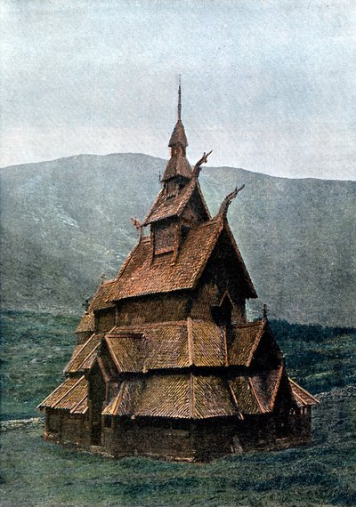 Église en bois debout de Borgund, Sogn og Fjordane, Norvège, vers 1890 - L Boulanger