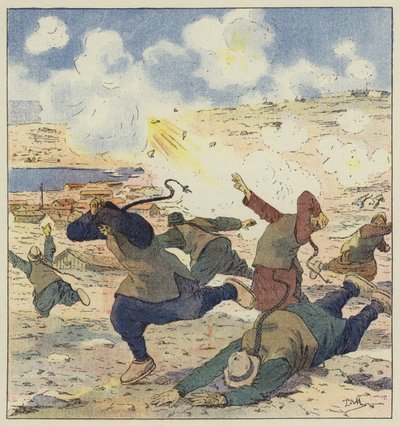Fuite des Chinois au premier bombardement de Port-Arthur - L. Malespine