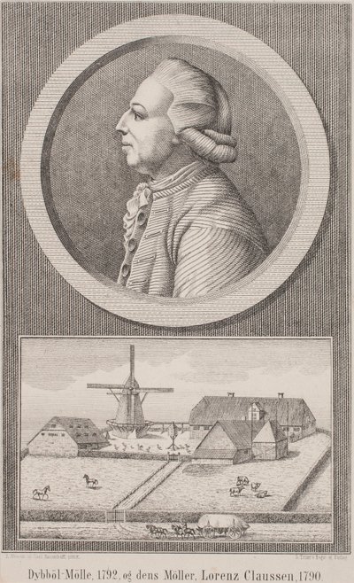 Moulin de Dybbøl, 1792, et son meunier Lorenz Claussen, 1790 - L. Nissen