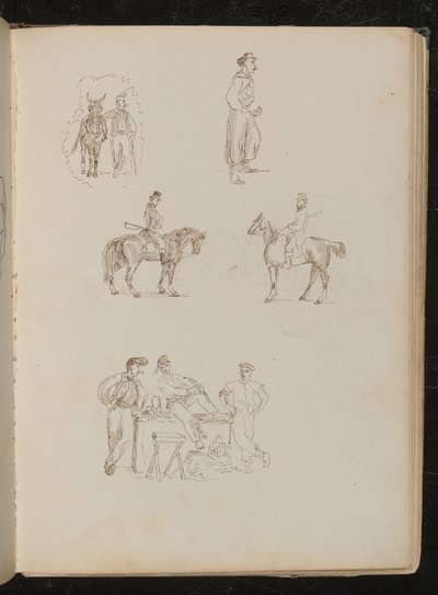 Études de figures masculines avec chevaux, étude d
