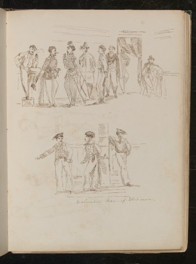 Étude de huit soldats debout à l
