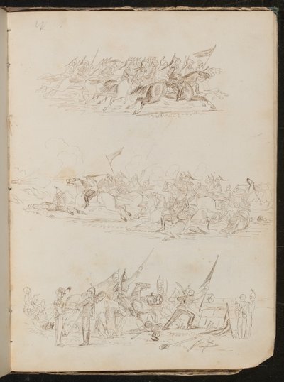 Trois études de batailles de cavalerie - Lady Butler