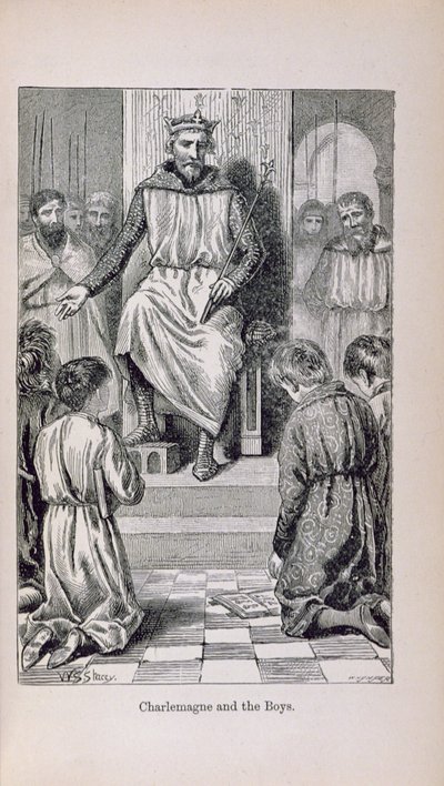 Charlemagne (742-814) et les garçons, illustration de 