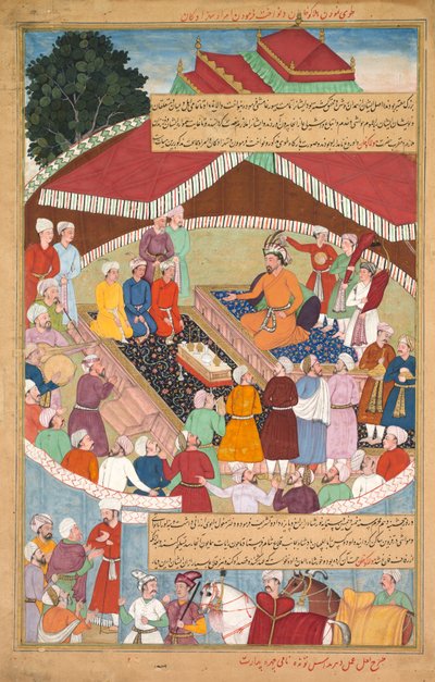 Hulagu Khan donnant un festin et distribuant des faveurs aux émirs et princes - Lal