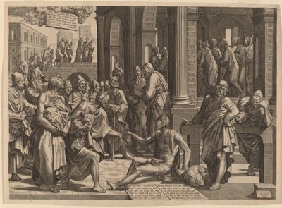 Les apôtres Pierre et Jean guérissant le paralytique - Lambert Suavius